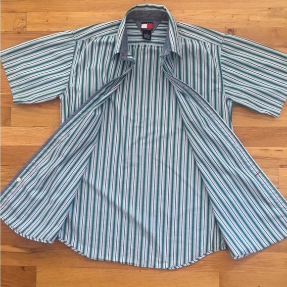 Tommy Hilfiger Youth boys size L short sleeve, button down striped shirt - Picture 7 of 11